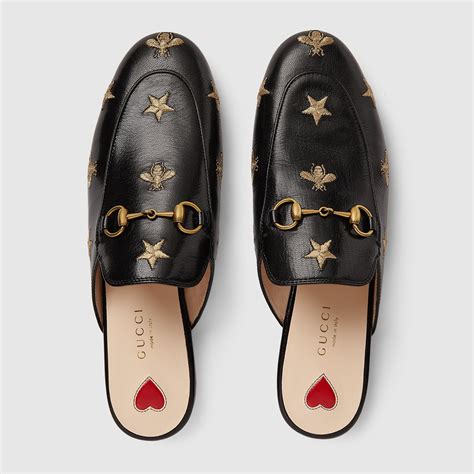 Gucci Princetown embroidered leather slipper